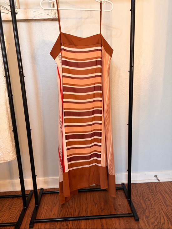 Dkny Dresses & Skirts - DKNY Brown and Tan Striped Slip Dress